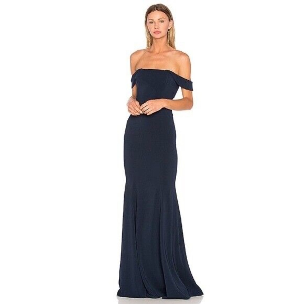 Jay Godfrey off the shoulder dress gown Biles Navy Blue Size 2 brand new w/ tag
